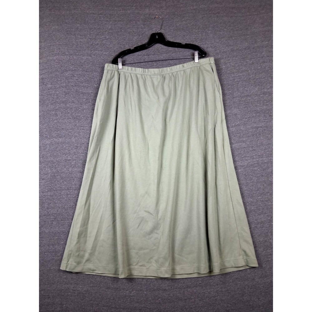 Lands End Womens Skirt 3X Sage Green Knit Pull On Elastic Waist Stretch Comfort